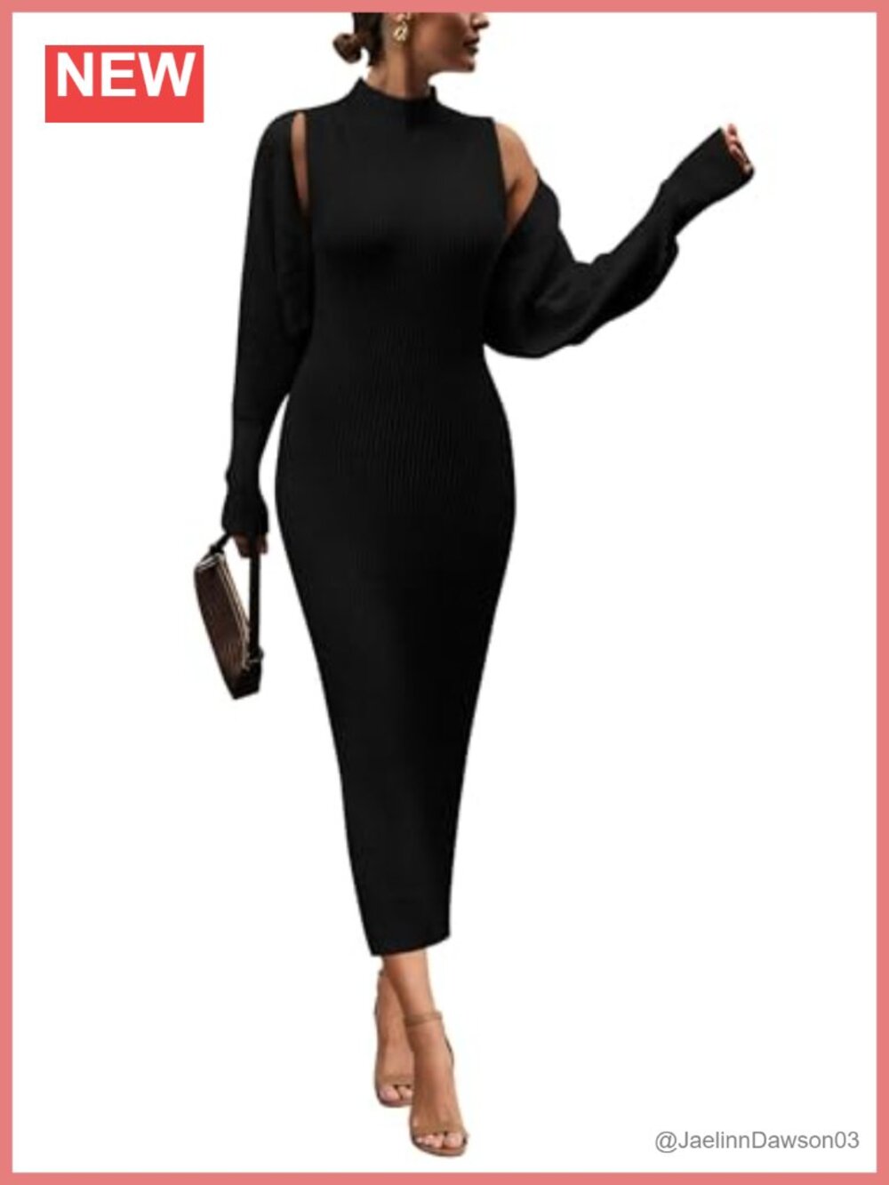 Ribbed Knit 2 Piece Sweater Dress Set with Cropped Cardigan Maxi Bodycon